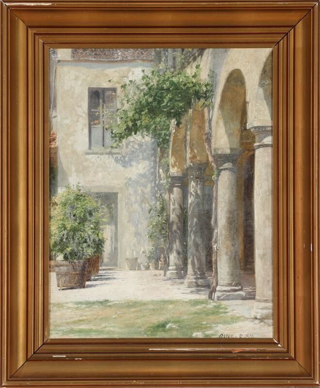 Artwork by Cilius Andersen, Klostergaard fra Lago d'Iseo, Made of Oil on canvas