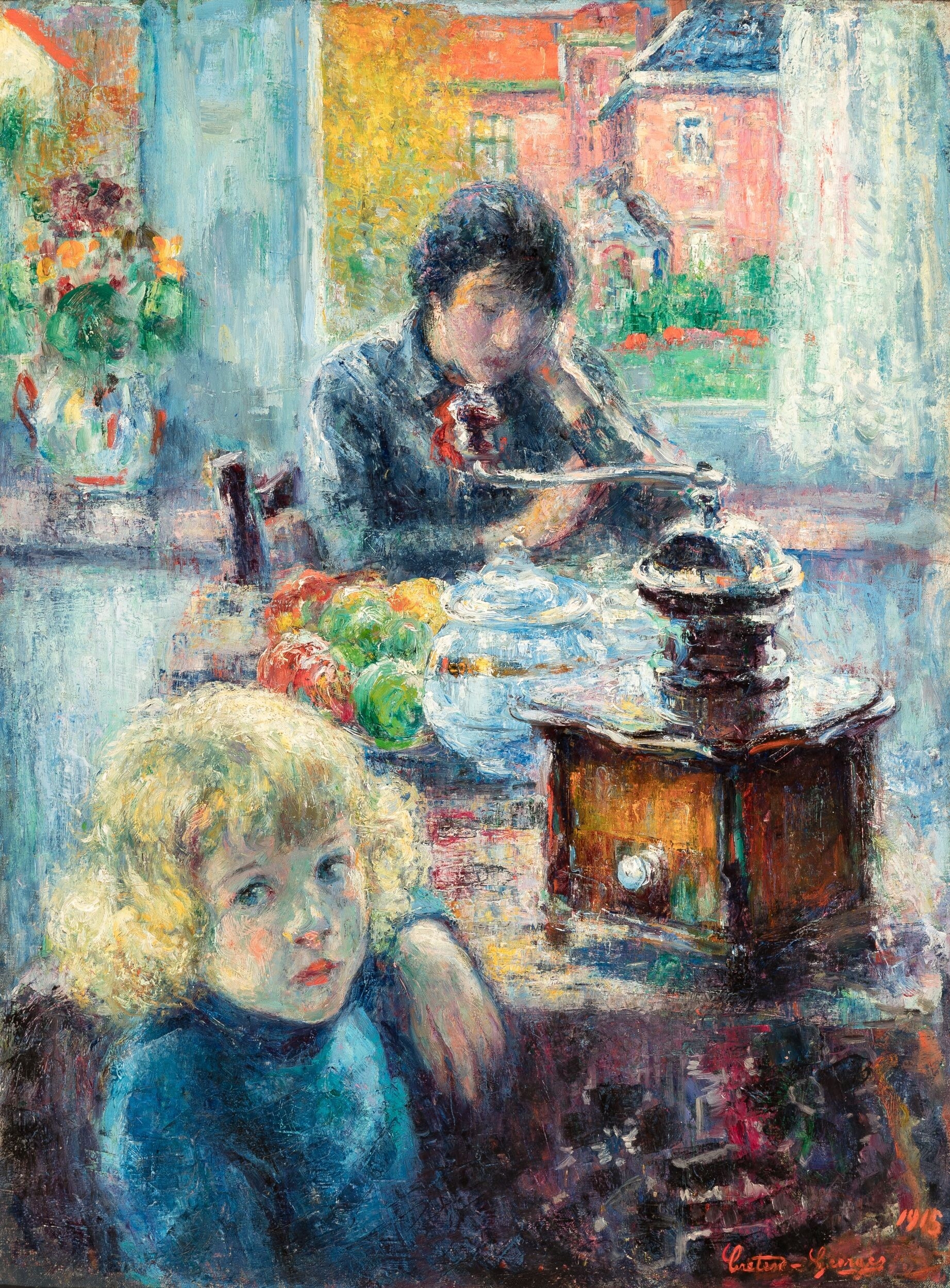 Artwork by Georges Creten, Domestic scene, Made of Oil on canvas