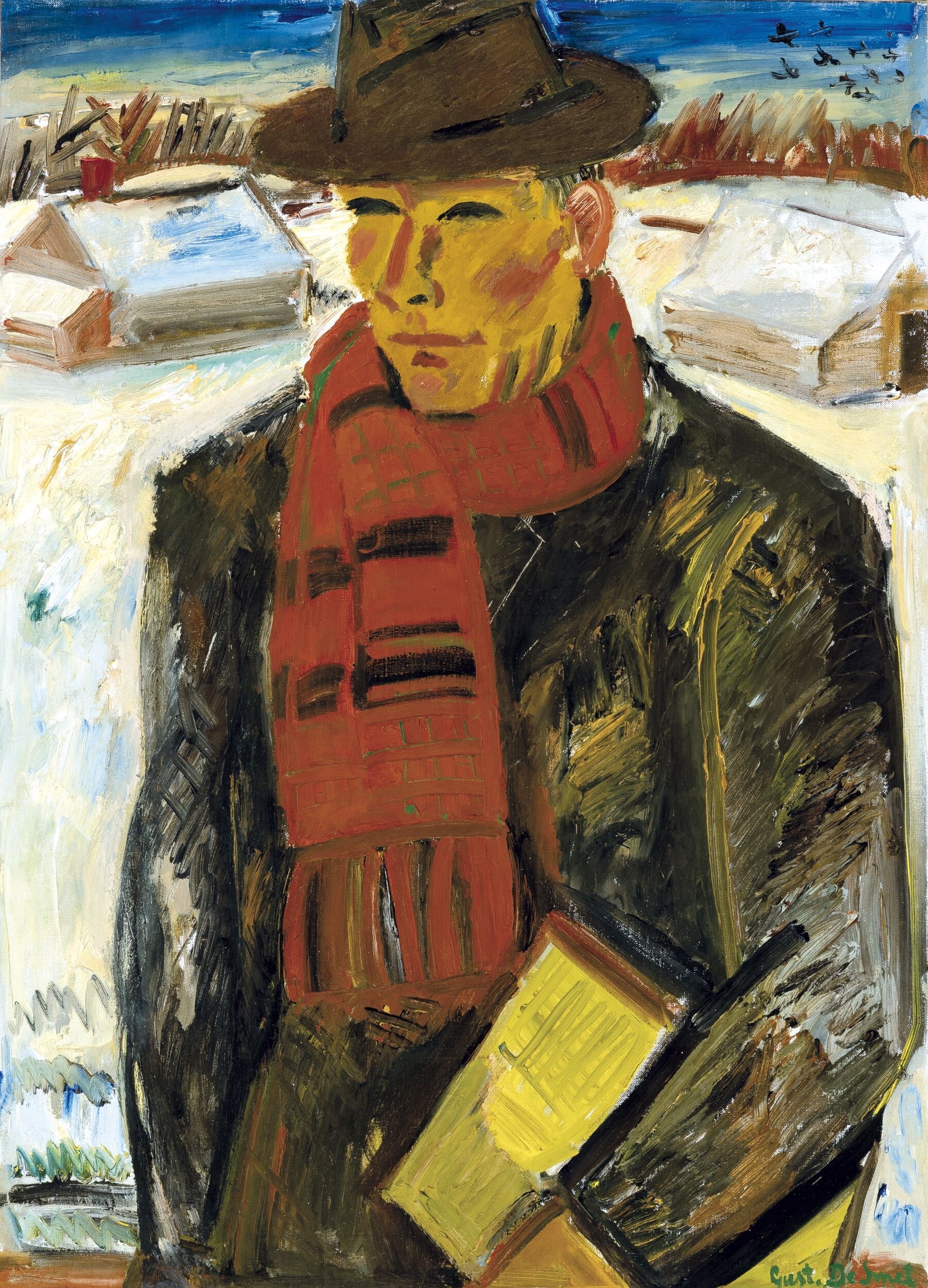 Portrait of the artist (A walk in the snow) by Gustave de Smet, 1937