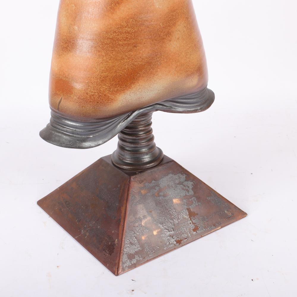 Artwork by Heath Krieger, Southwestern figural sculpture, Made of glazed pottery and metal on base