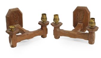 A Pair of English Oak Double Wall Light Brackets - Fred Suffield