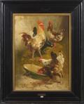 Coq et poules à l’étable by Henry Schouten
