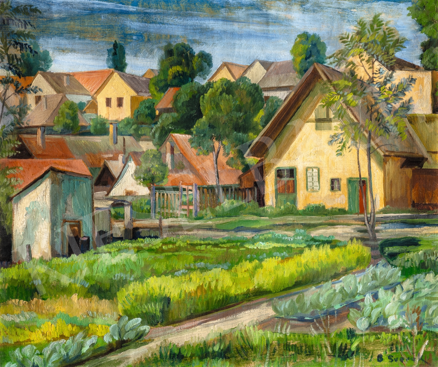 Artwork by József Bánáti Sverák, Detail of Szentendre, Made of oil on canvas