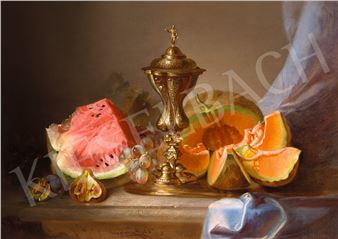 Still-Life with Fruits and Golden Cup (Autumn) - Ferenc Ujhazy