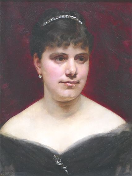 Porträt einer vornehmen Dame mit Haarspange by Edouard Alexandre Sain