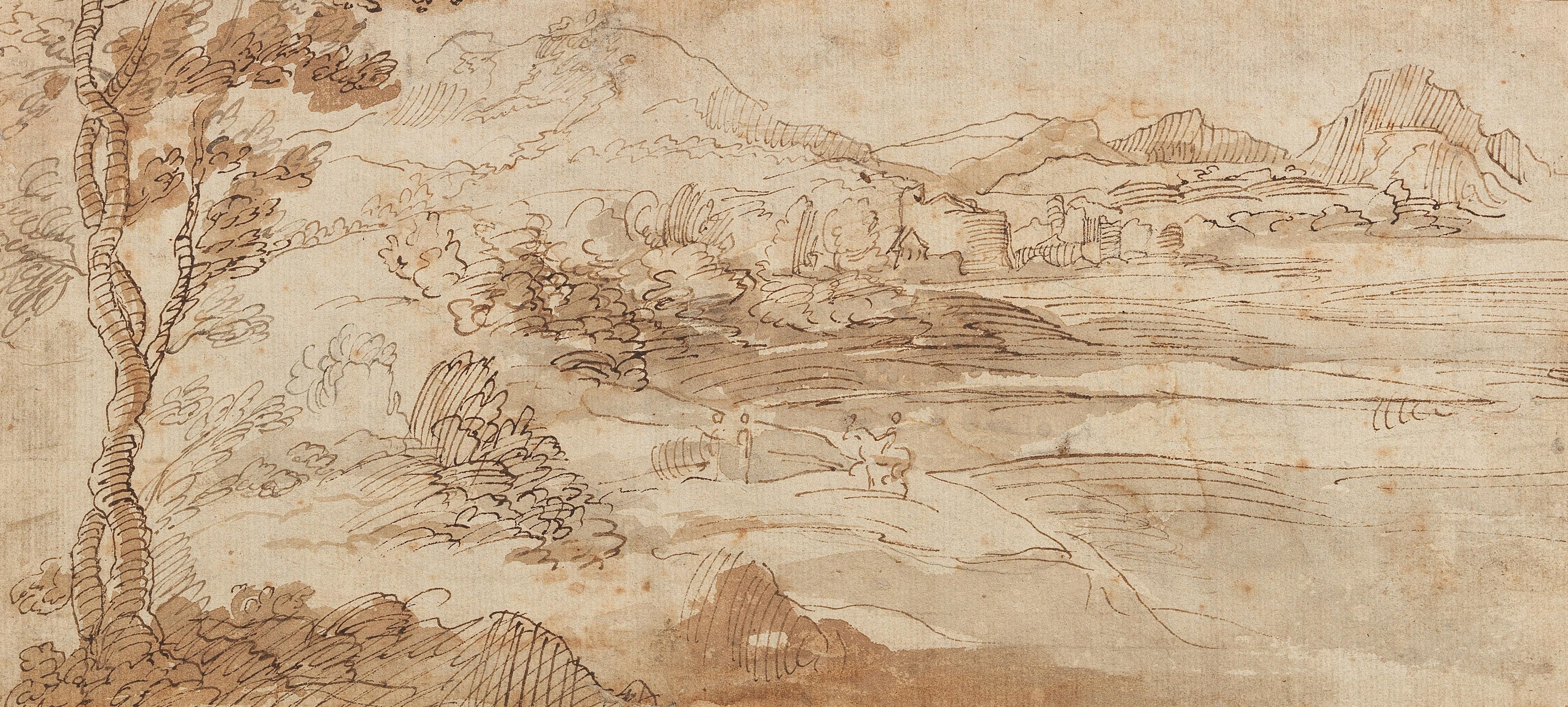 Annibale Carracci | Study of a landscape at a lake | MutualArt