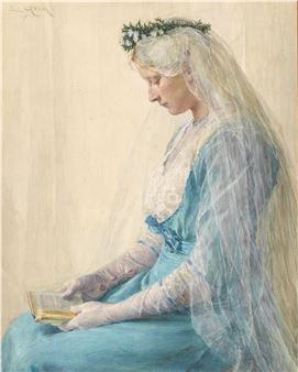 A young bride with a floral wreath - Emil Czech