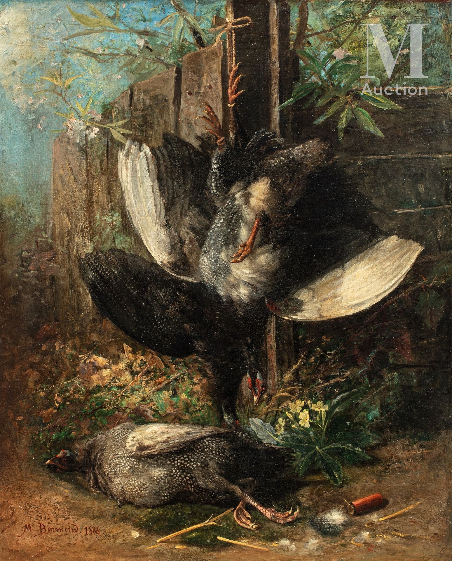 Artwork by Marie Bermond, Oiseaux dans un paysage, Made of canvas