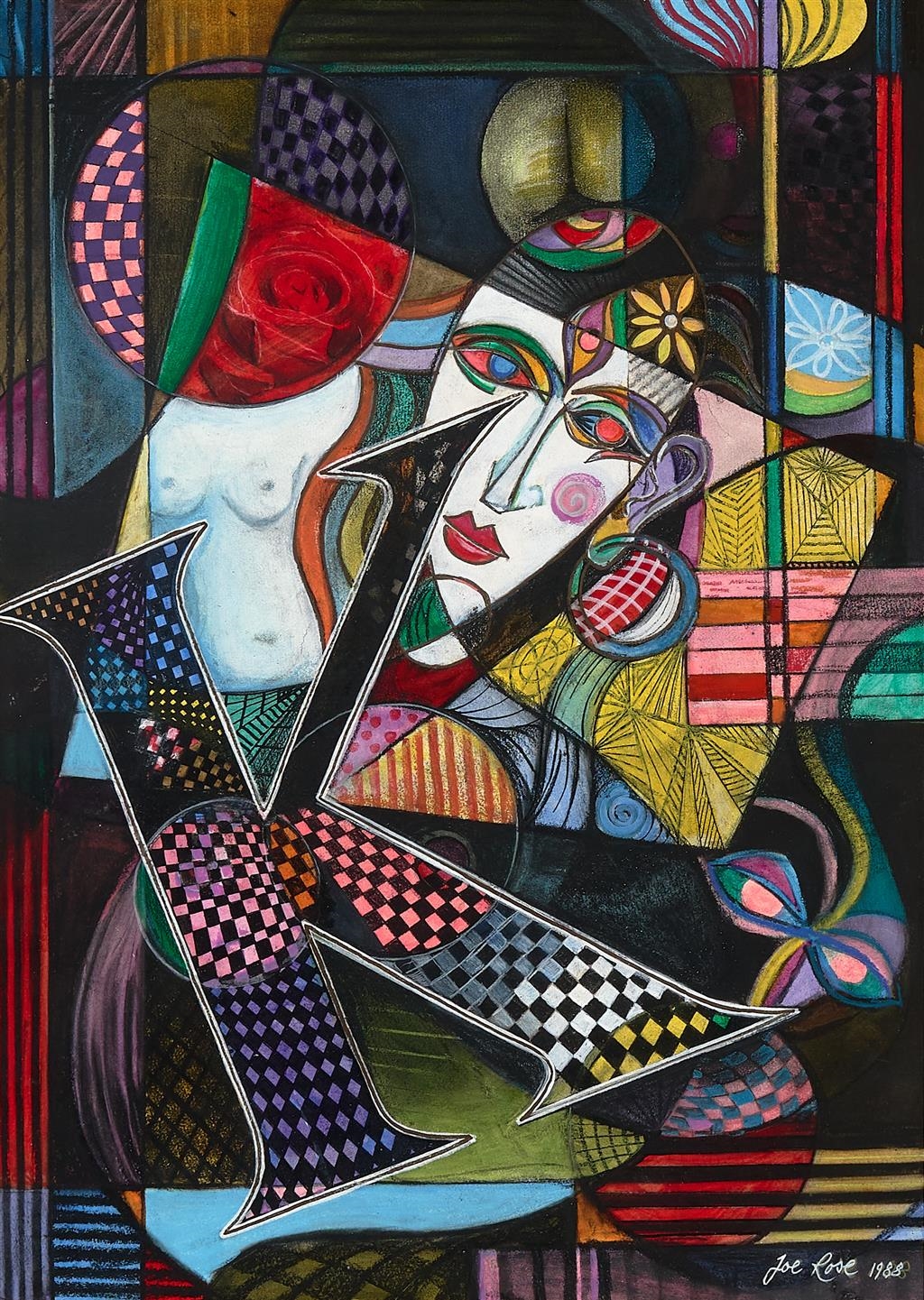 Artwork by Joe Rose, K - for Karma, Made of pastel