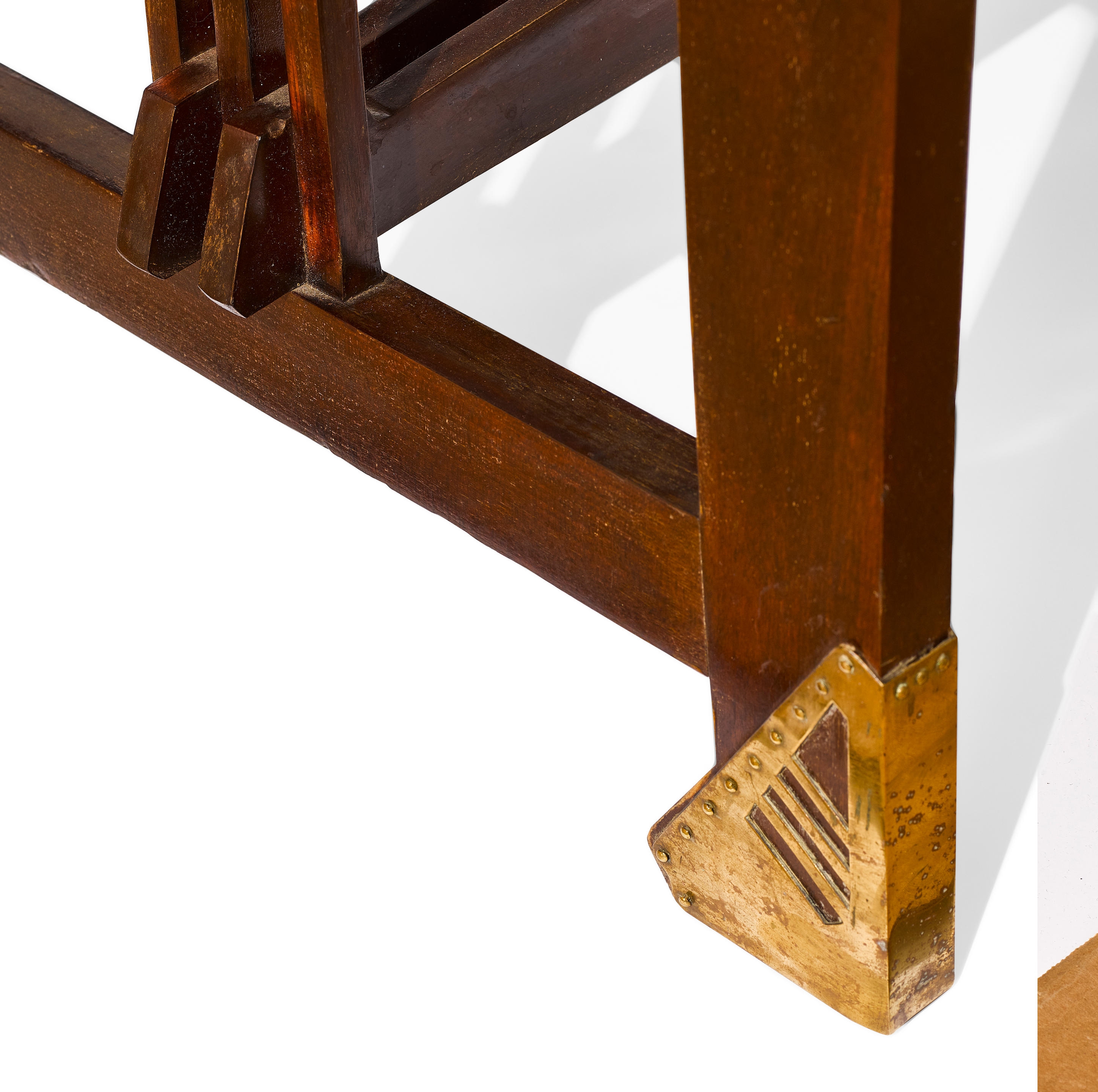 Artwork by Michael Niedermoser, Bench, Made of lacquered mahogany, brass, upholstery