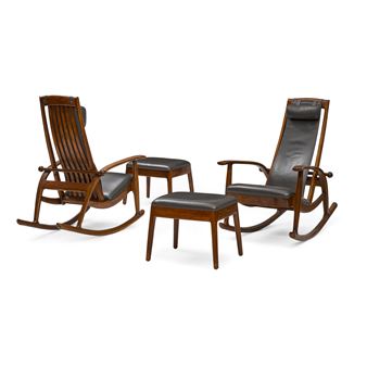Pair of Adjustable Rocking Chairs and Ottomans - Robert Erickson
