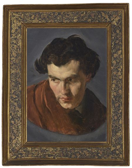 Oil painting Anselm Feuerbach Self-Portrait male portrait in black cloth art 