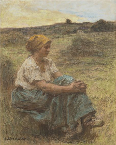 Moissonneuse le soir à Mont-Saint-Père by Léon-Augustin L'Hermitte, Executed in September 1886