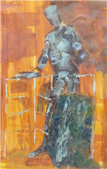 An abstract portrait of a standing figure - Sue Kirk