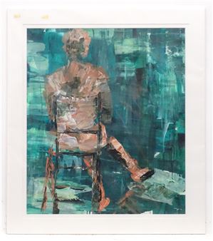 An abstract portrait of a seated figure - Sue Kirk