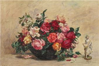 Still life of flowers in a bowl - A. M. Veness