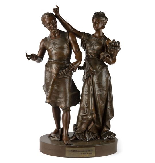 'L'Abondance récompense le travail'
Imitation bronze, brown patina by Vincent-Désire Faure de Broussé