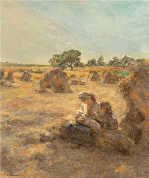 Moisson, mère allaitant, trois figures by Léon-Augustin L'Hermitte, Painted in 1921