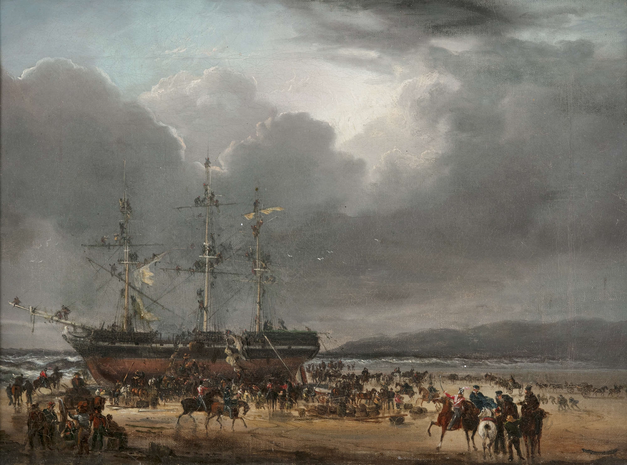 Philip James de Loutherbourg | Troops Disembarking from a Beached Sloop ...