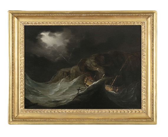 Ship in distress in a coastal storm - Monamy Swaine