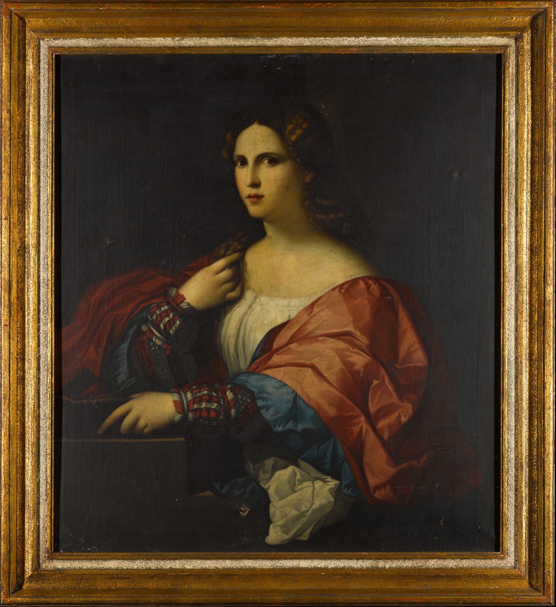 Artwork by Jacopo Palma il Vecchio, Portrait of a young woman known as 'La Bella', Made of oil on canvas