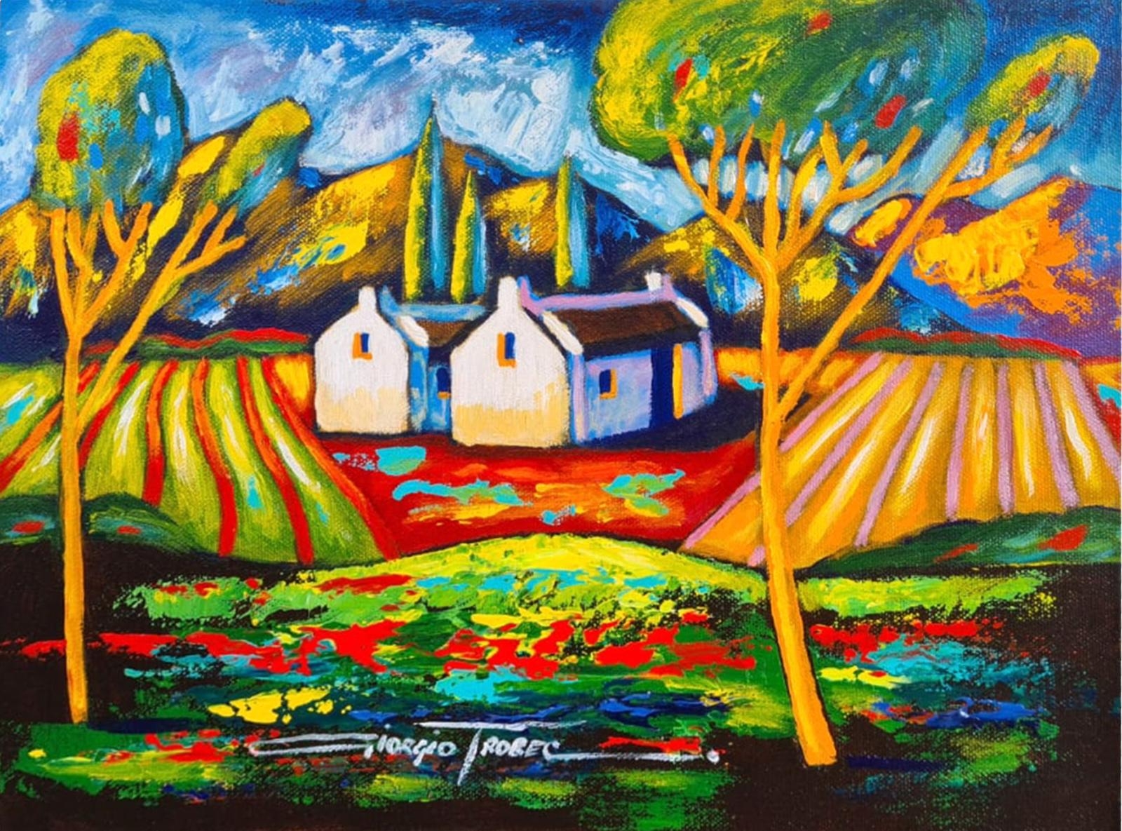 Giorgio Trobec | Cottages in a Landscape | MutualArt