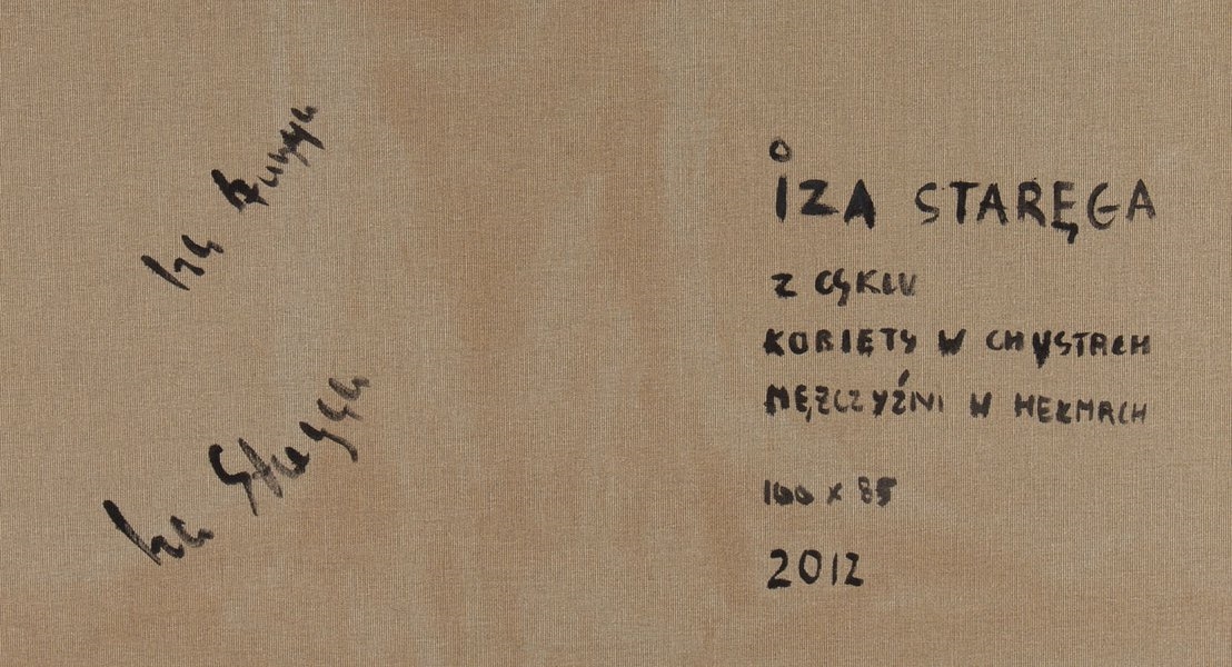 Artwork by Iza Starega, From the series: Kobiety w chustach meźczyźni w hełmach, Made of mixed media
