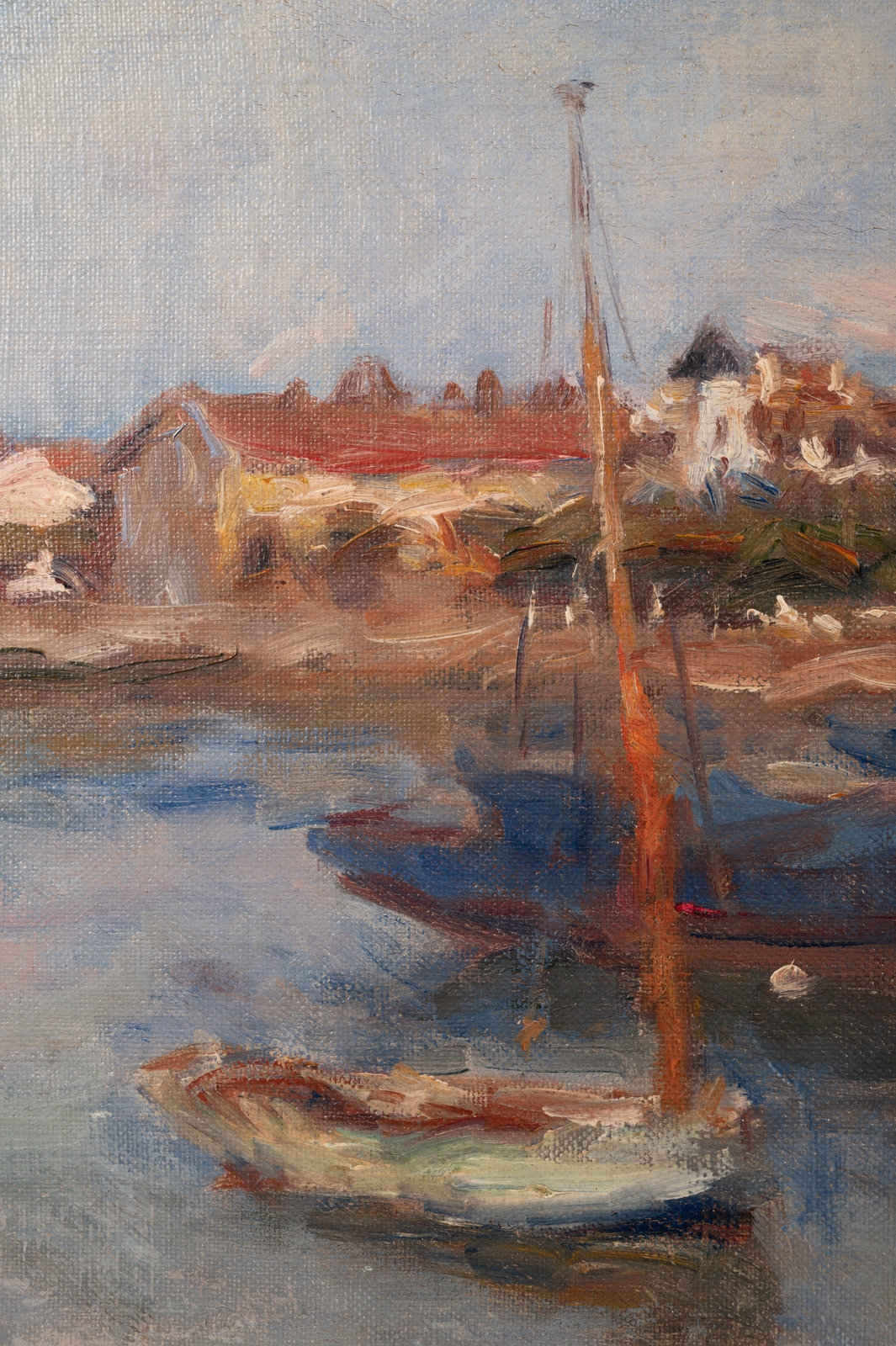 Artwork by Lucien Réne Mignon, Harbor Scene, Made of oil on canvas