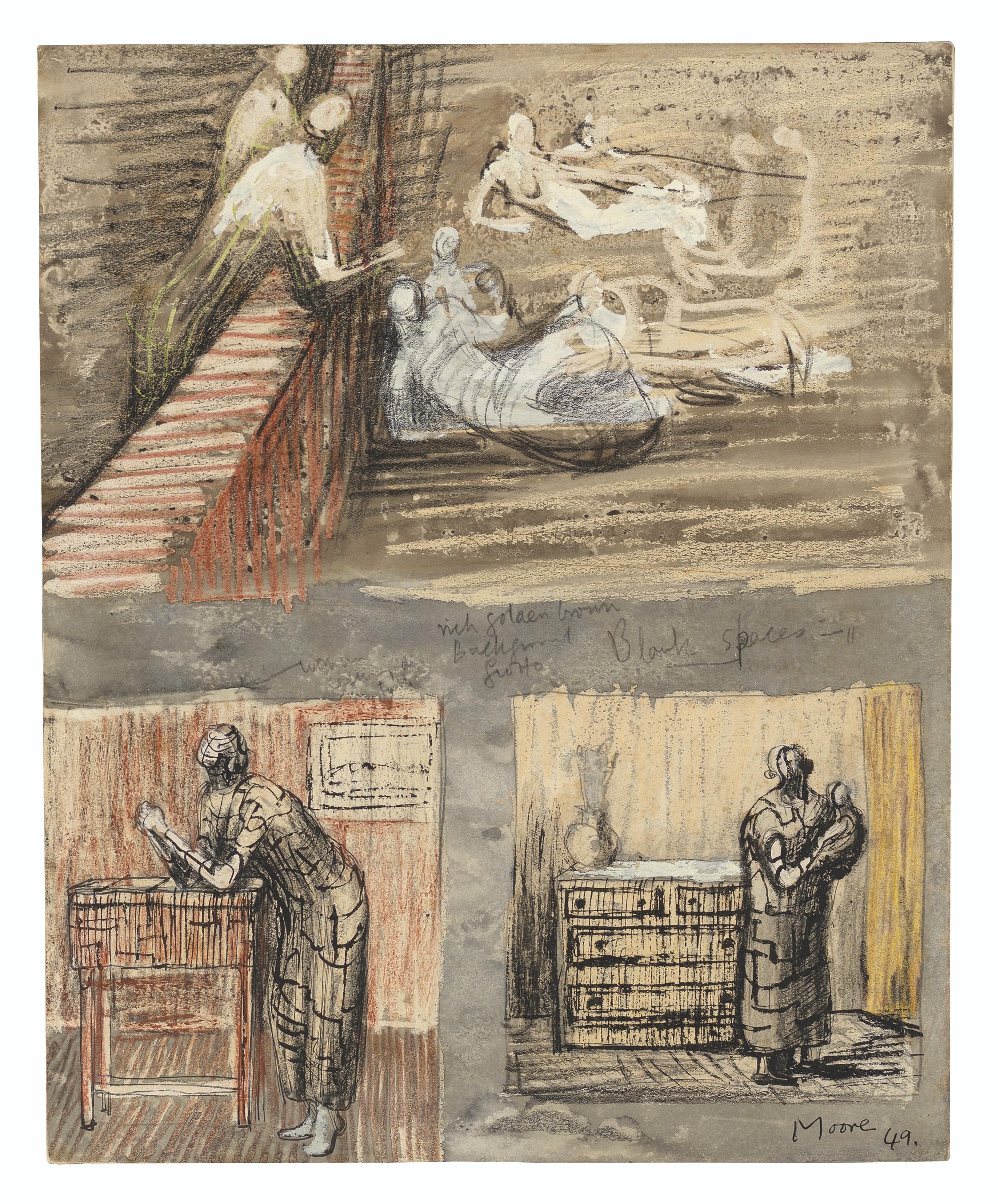 Henry Moore | Figures in Settings (1949) | MutualArt