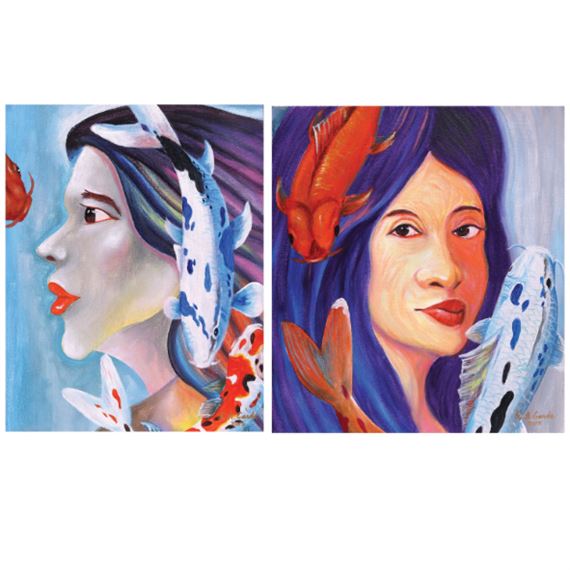 a) Koi IIb) Koi IX by Rommel Anglacer Garde, dated 2015