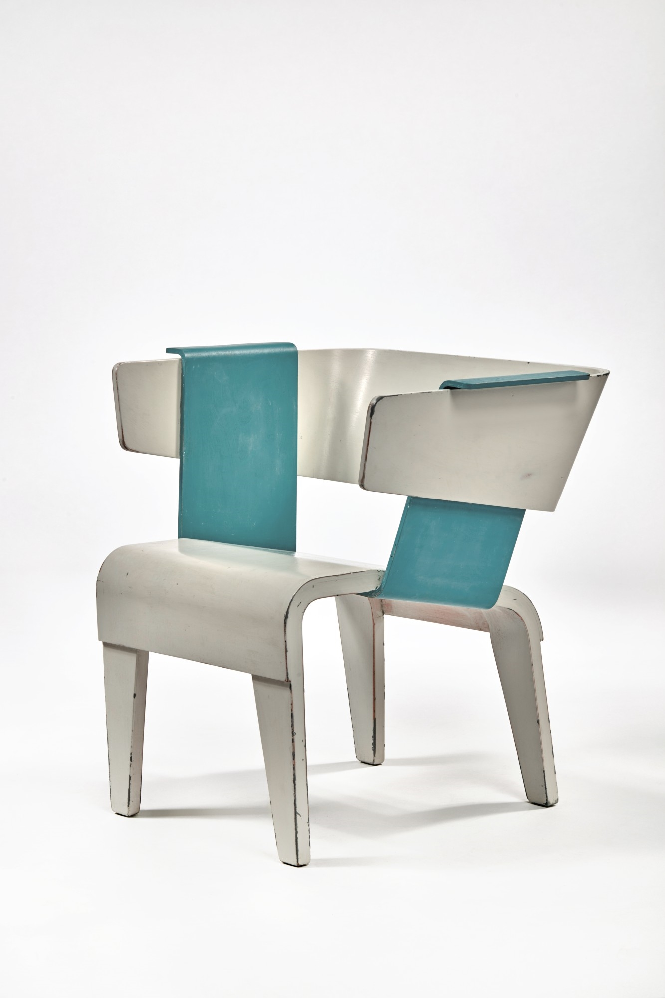 Artwork by Gerrit Rietveld, "Danish" Chair, Made of painted plywood, laminated wood