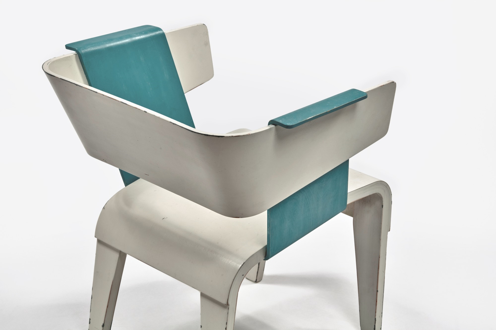 Artwork by Gerrit Rietveld, "Danish" Chair, Made of painted plywood, laminated wood