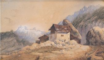 Paysage de montagne - Eugène Petitville