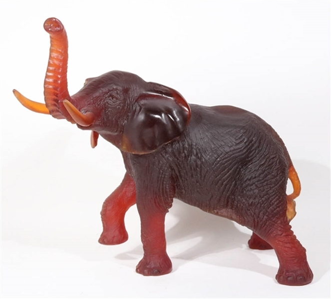 Artwork by Jean François Leroy, Elephant Pate de Verre, Made of Amber Glass