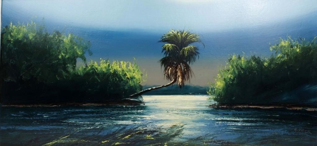 Artwork by Alfred Hair, BLUE INLET SOFA SZ, Made of Oil on Upson