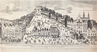 Gezigt der markt te 's Hertogenbosch... - Carel Jacob de Huyser