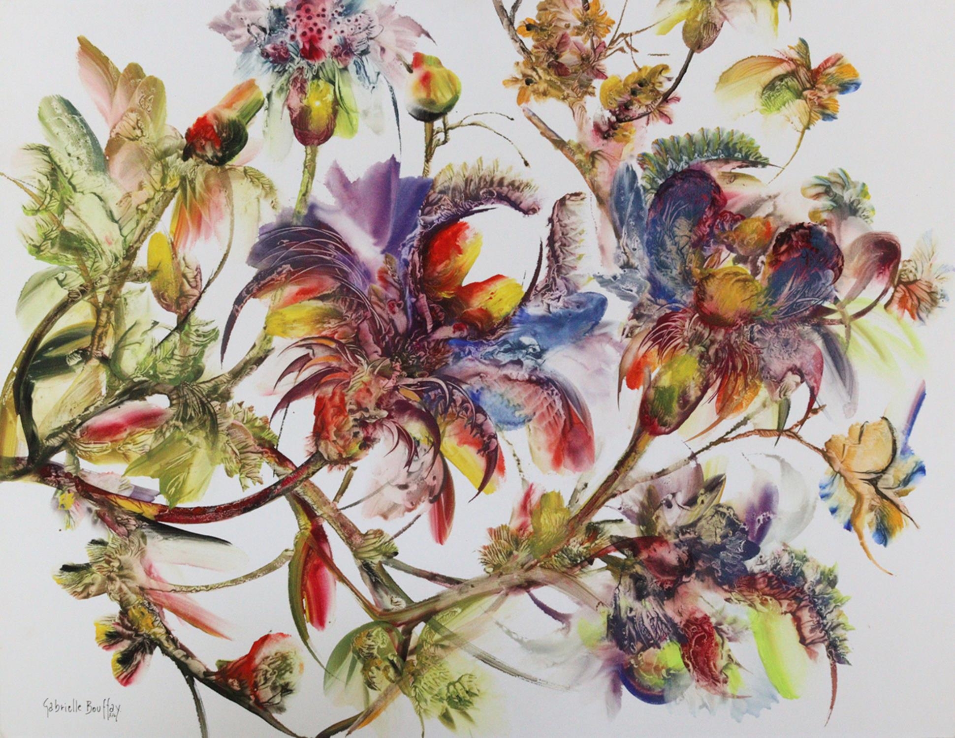 Artwork by Gabrielle Bouffay, Les 4 Fleurs, Made of Gouache on bristol cardboard