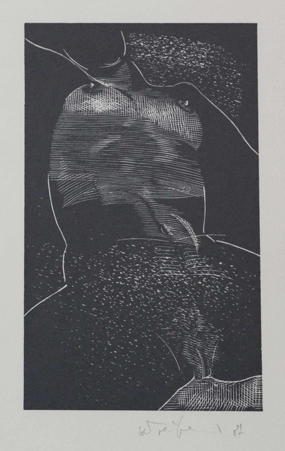 Artwork by Heinz Treiber, Akt/Kissen/Tuch, Morgenlicht, Altenbamberg/Fragment, Pus, Zur Kunst oberer Gschwendhof, Grube oberer Gschwendhof, Zum Weinkeller, Über die Wiese, Kornfeld, Herbstfeld, Bohmer I, Made of offset lithograph (6); color etching (4); color etching with embossing (8)