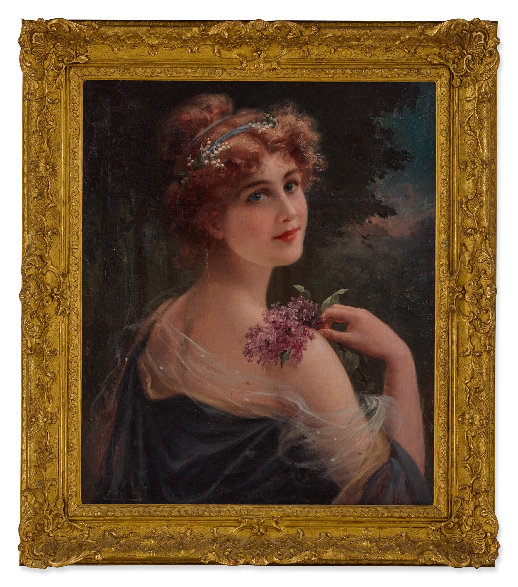 Artwork by Émile Vernon, Young Woman with a Sprig of Lilac, Made of oil on canvas