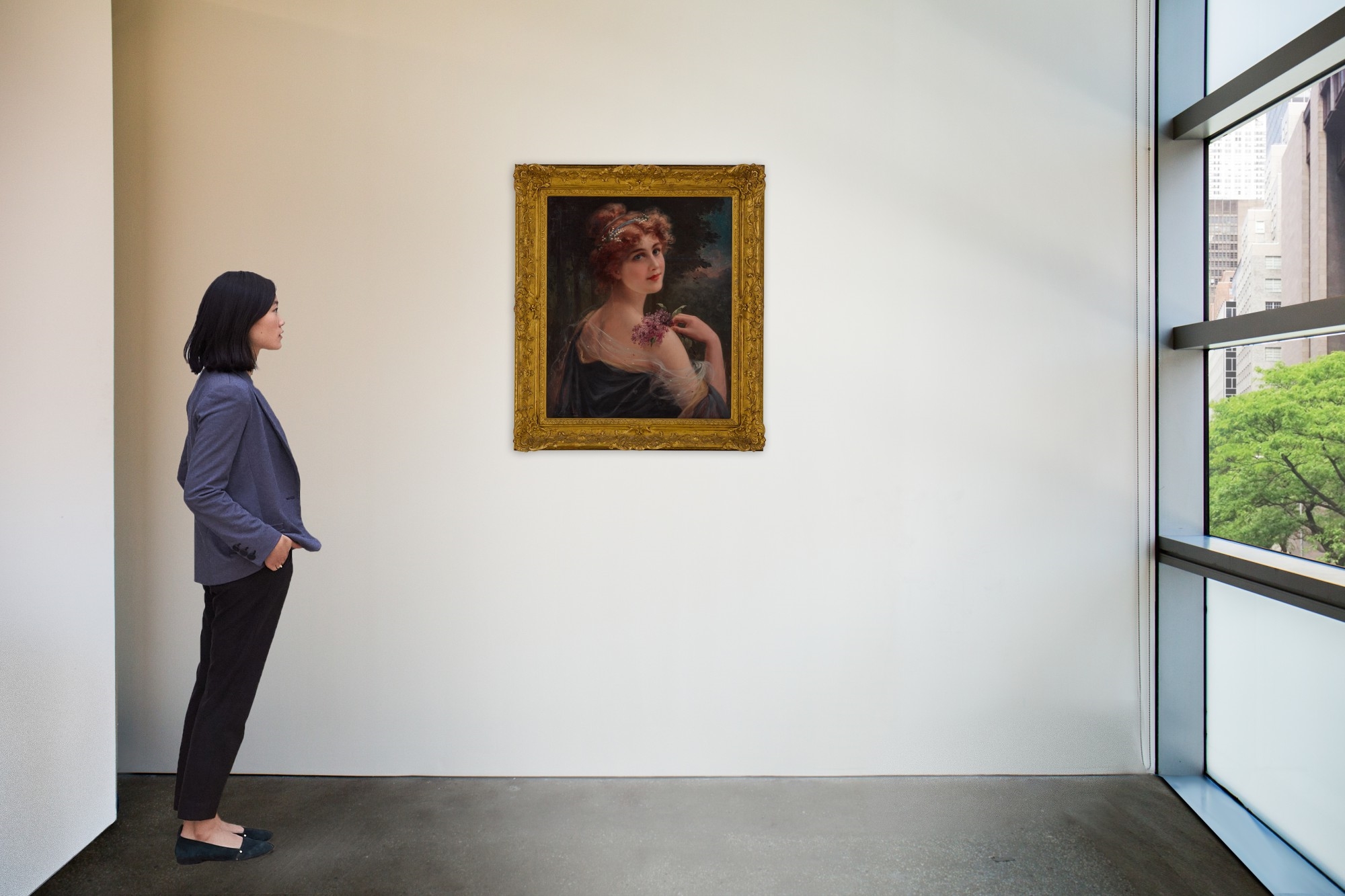 Artwork by Émile Vernon, Young Woman with a Sprig of Lilac, Made of oil on canvas