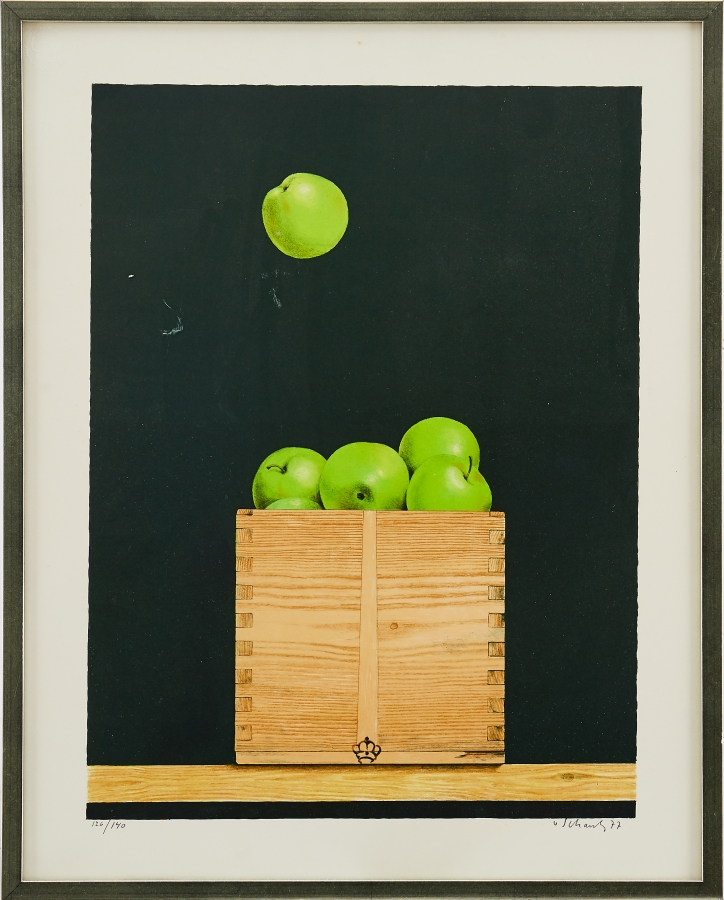 Artwork by Philip von Schantz, Äpplen i trälåda, Made of color lithograph