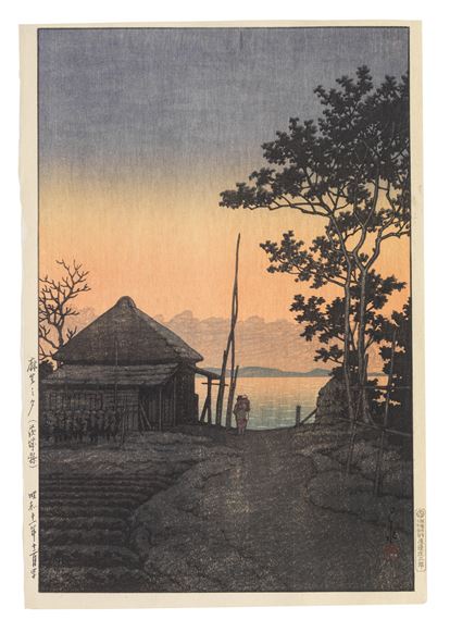Aso no yu, Ibaraki ken (Dusk at Aso in Ibaraki Prefecture) by Hasui Kawase, dated 1936