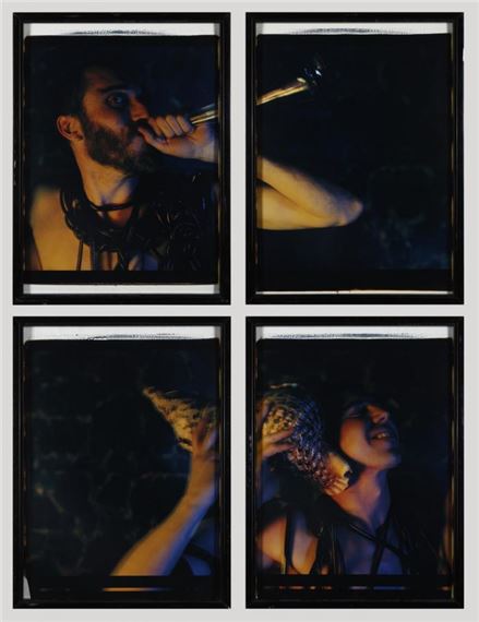 Lot composed of n.4 photos. The beach satyris. by Evergon, 1986