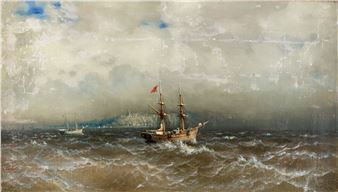 Küstenlandschaft mit Segelschiffen - Rufin Hawrylowytsch Sudkowskyj