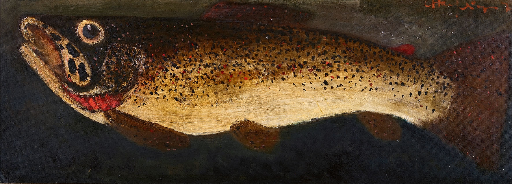 Artwork by Leopold Häfliger, Forelle, Made of oil on canvas