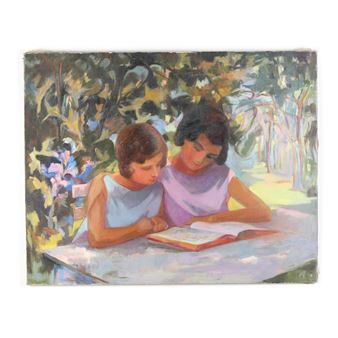 Mother & Daughter Reading in the Park - Sylvia Gardette