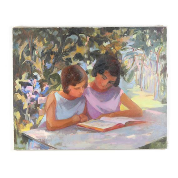 Mother & Daughter Reading in the Park by Sylvia Gardette