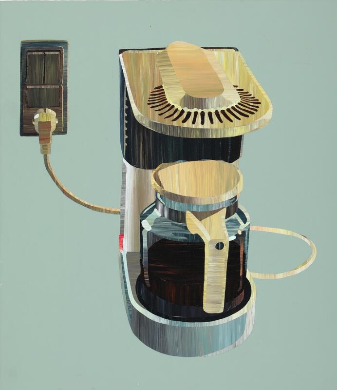 Artwork by Allan Otte, Composition with a coffee machine, Made of Acrylic on board
