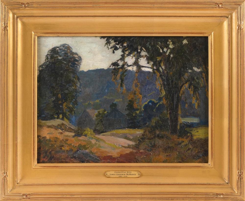 Artwork by James Goodwin McManus, "Connecticut Hills"., Made of Oil on board