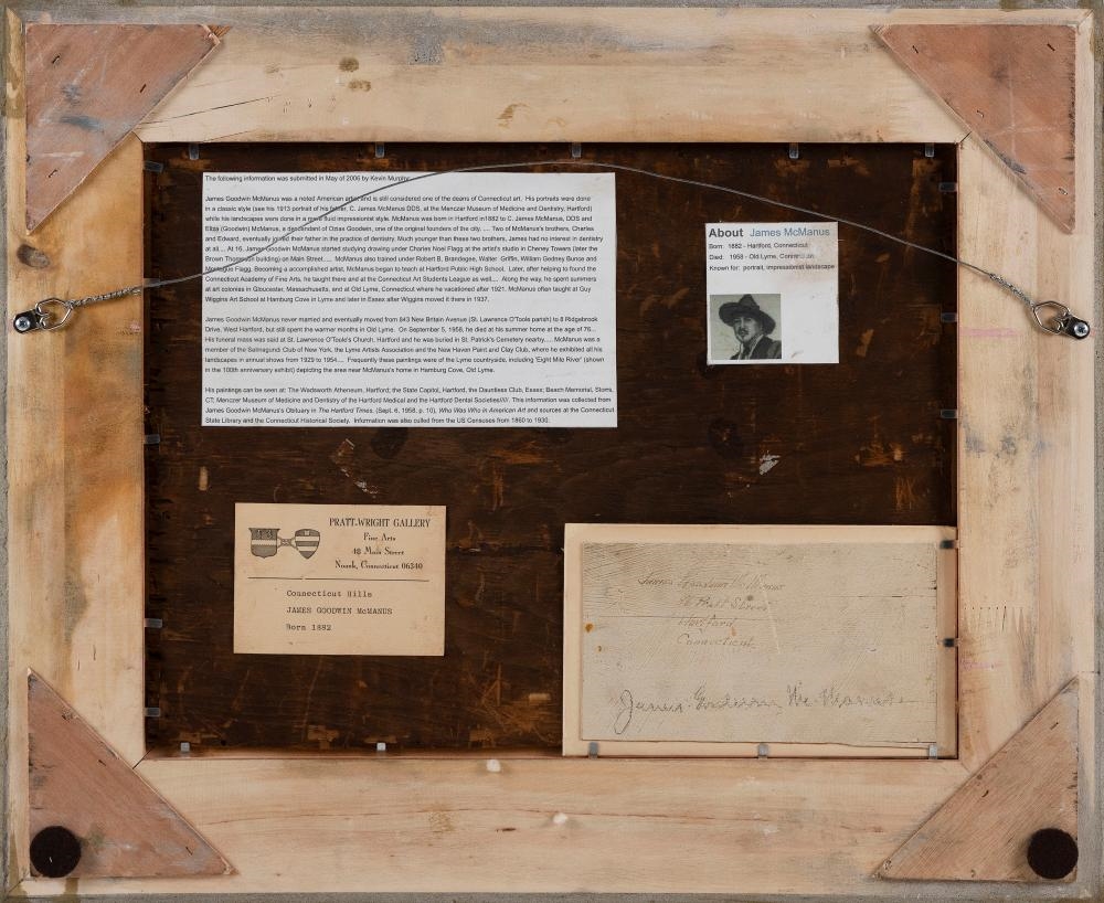 Artwork by James Goodwin McManus, "Connecticut Hills"., Made of Oil on board